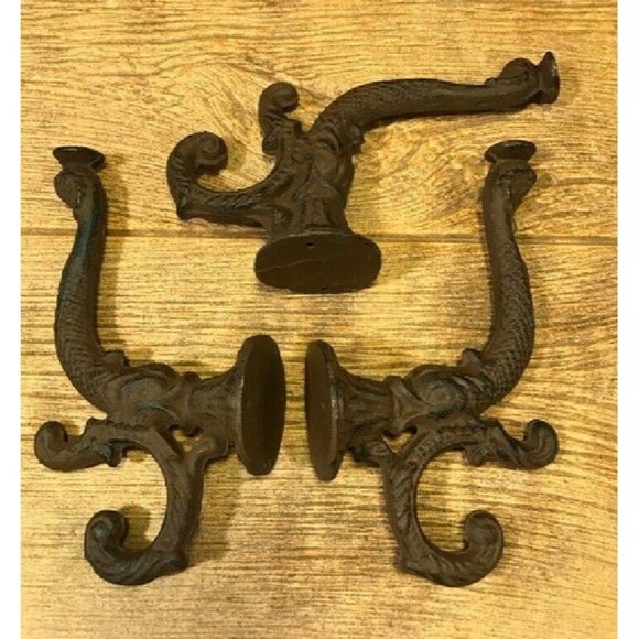 One (1) Cast Iron Chinese Dragon 8" Wall Hook Dolphin Wall Hooks 0170-01204 R - Picture 9 of 12